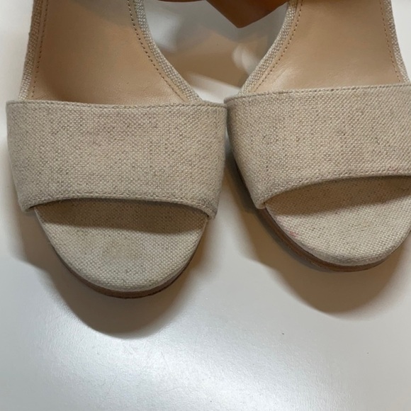 VIA SPIGA Leather Ankle Strap Sandal Tan Linen Color Block Size 9 - Picture 6 of 8